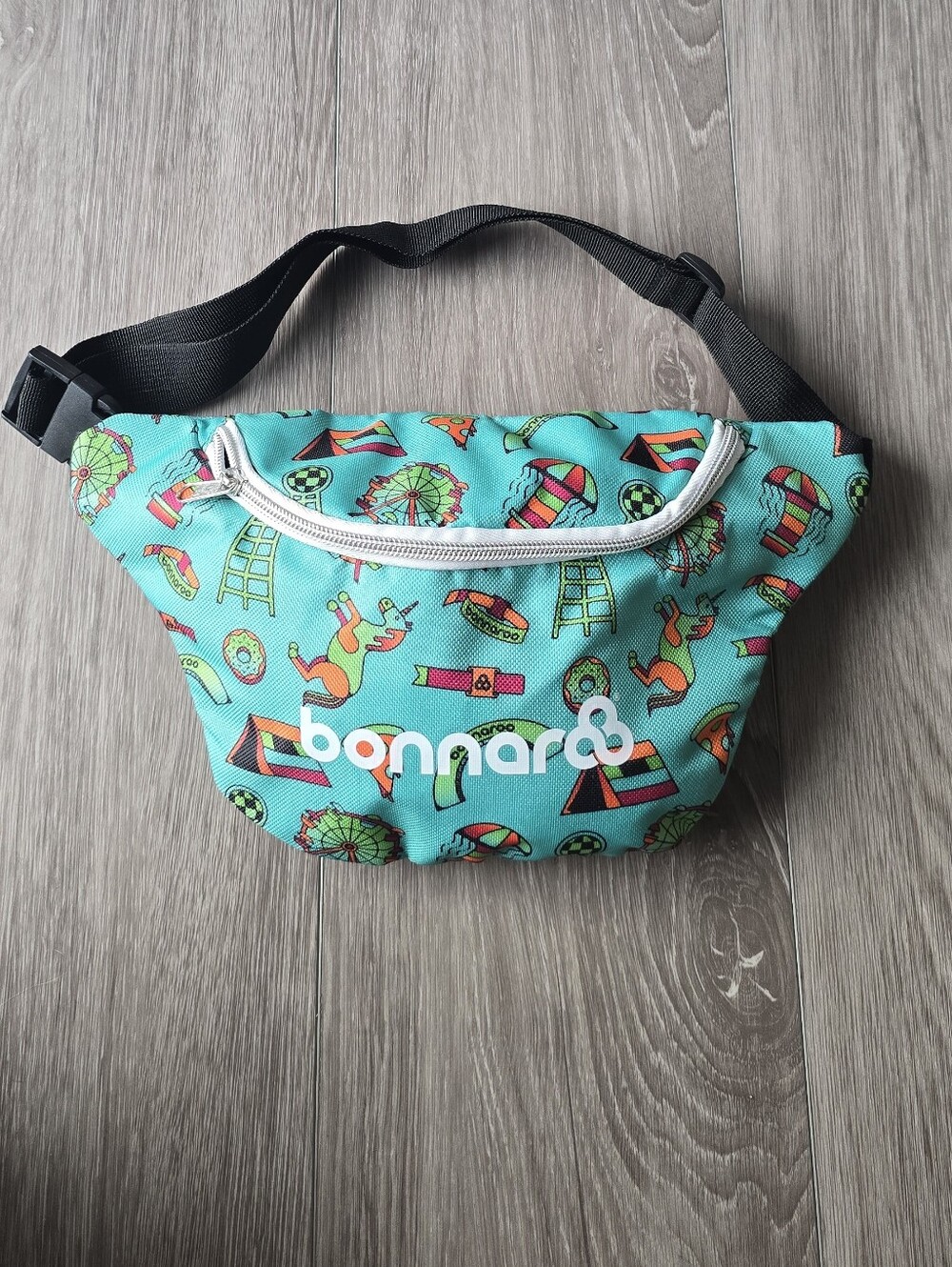 Bonnaroo Music Festival Official Teal Fanny Pack Waist Bag Colorful Print